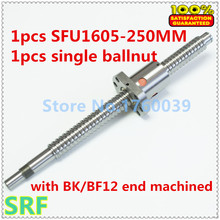 High quality SFU1605  ballscrew set :  RM1605-L250mm C7 Rolled Ball Screw 1pc+1pc single ball nut with BK/BF12 end machined 2024 - купить недорого