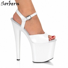 Sorbern/белые босоножки с ремешками на лодыжках; летняя дизайнерская Брендовая женская обувь на высоком каблуке 20 см; женская обувь на платформе; цветные босоножки на заказ 2024 - купить недорого