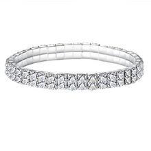 Miasol Single Strand Crystal Rhinestone Stretch Bracelet Bangle Wristband Elastic Wedding Bridal Women Jewelry 2024 - buy cheap