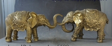 13 "Китайский Фэншуй Животное Чистая латунь медь Богатство Yuanbao слон статуя пара 2024 - купить недорого