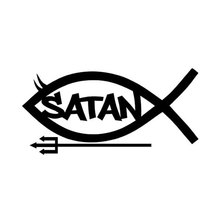 14.5CM*7CM Personality Devil SATAN Fish Vinyl Car Styling Stickers Car Stickers C5-0338 2024 - buy cheap