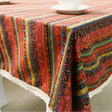 Bohemia Style Table Cloth with Lace Southeast Asia Mosaic pattern Print  Multifunctional rectangle Tablecloths Table Cover ZB-22 2024 - buy cheap