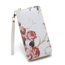 Fashion Women Purse Rose Flower Long Wallet Coin Bag Purse Double Zipper clutch phone purse women carteira feminina New 2024 - buy cheap