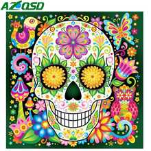 AZQSD-pintura de diamante 5d, imagen de cráneo de diamantes de imitación, decoración del hogar, bordado de diamantes escénico, bordado, regalo de mosaicos 2024 - compra barato