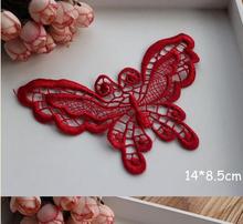New 5PCS Beautiful Red Venice Lace Applique Hot Sale Butterfly Sewing Trims DIY Wedding Handmade Craft Garment Accessories 2024 - buy cheap