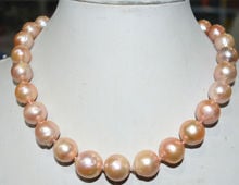 noble women gift 17INCH  GOLD CLASP HUGE 12-13mm South Baroque pink Akoya Pearl Necklace AAA 2024 - buy cheap