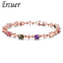 ERLUER Fashion Rose Gold Color Chain Link Bracelet & Bangles For Women AAA Cubic Zirconia Crystal Wedding Jewelry Brithday Gifts 2024 - buy cheap