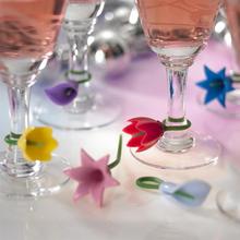 Marcador de copo de vinho 6 peças, flores, rótulo de silicone para festa, copo de vidro dedicado, ferramentas de reconhecimento para copo de vinho (aleatório) 2024 - compre barato