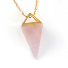KFT-collar con Colgante de Piedra de Reiki de cuarzo rosa para mujer, Niña y hombre, colgante de piedra de cristal Rosa Natural 2024 - compra barato