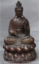 YM 321 16 "Китайский, буддийский из бронзы сиденье Лотос богиня гуаньин статуя Будды Бодхисаттва 2024 - купить недорого