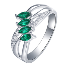 Hainon-anillos de plata de lujo, joyería de hoja de circón cúbico verde, anillos de compromiso de boda, regalo 2024 - compra barato