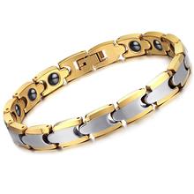 Gold Titanium Bracelets Men Women Unisex Chain Stainless Steel Energy Balance Magnetic Health Care Couple Bracelet Jewelry Gift 2024 - buy cheap