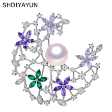 SHDIYAYUN 2019 Factory Direct Sale Pearl Brooch For Women Fresh Moon Brooches Pins Natural Freshwater Pearl Fine Jewelry G 2024 - buy cheap