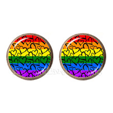 LGBT Glass Dome Earrings For Women Men Gay Lesbian Pride With Rainbow Love Wins Same Sex Marriage Love Hypoallergenic Ear Nail 2024 - buy cheap