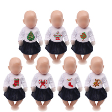 Ropa para muñecas con patrón navideño, vestido, camisa, falda, se ajusta a muñecas de bebé de 43 cm y accesorios de ropa para muñecas de niña de 18 pulgadas f671- 2024 - compra barato