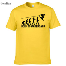 Camiseta de manga corta para hombre, ropa personalizada para el Día de Acción de Gracias, Born To Wakeboard Evolution, de algodón 2024 - compra barato