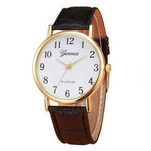Geneva женские часы в стиле ретро с простым белым циферблатом из искусственной кожи с ремешком из Золотого Сплава модные женские кварцевые наручные часы relojes mujer 2024 - купить недорого