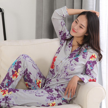 New Purple Long Sleeved Pyjamas Women 100% Cotton Pijama Mujer Japanese Pajama Set Full Length 2 Piece Women Wear House Clothing 2024 - buy cheap