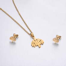 Conjunto de brincos de aço inoxidável com zoom ango, feminino, garotas, cor dourada, formato de árvore, joias de aniversário 2024 - compre barato