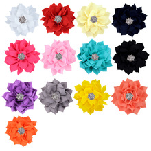 Cute 5pcs/lot Fabric Lotus Flower With Rhinestone Button Hair Accessories for Baby Girls Women DIY Hair Flower Party Decoration 2024 - buy cheap
