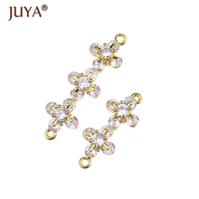 Accessories Charm Connectors For Jewelry Making Luxury Zircon Crystal Flowers Pendant Connector Findings DIY Bracelets Necklaces 2024 - buy cheap