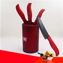XYJ Brand 6 Inch Red Knife Stand Round Large Capacity Ceramic Knife Bloks Best Quality Tool Holder Kitchen Knife Stand Hot Sales 2024 - buy cheap