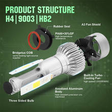 Car Headlight Bulb Auto Headlamp COB LED H1 H7 H4 8000LM 12V/24V Hi-Lo Beam 72W 6500K 2024 - buy cheap
