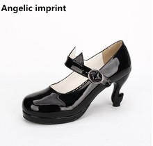 Angelic imprint woman mori girl lolita cosplay shoes lady high heels Pumps women princess dress party shoes 8.5cm cat face 34-44 2024 - buy cheap