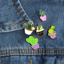 Adorável Cactus Planta Verde Broche Pinos Esmalte Gola Jaquetas Emblemas Pin de Lapela Mulheres Corsage Moda Infantil Jóias Presentes Dos Desenhos Animados 2024 - compre barato