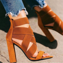 Fashion Stretch Fabric Women Sandals Sewing Ankle-Wrap Super High Heels Shoes Fashion Summer Ladies Party Pumps Shoes 2024 - buy cheap