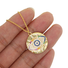 Dropshipping gold color turkish evil eye charm pendant necklace for girl paved tiny gorgeous rainbow CZ chic women jewelry gifts 2024 - buy cheap