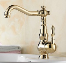 Bathroom Basin Sink Faucet Gold Color Brass Single Handle Kitchen Tap Faucet Mixer hot and cold water tap zgf053 2024 - buy cheap