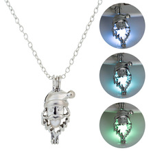 Christmas Jewelry with Silver Color Santa Claus Shaped Glow in the Dark Pendant Choker Long Necklace for Unisex 2024 - buy cheap
