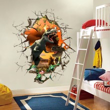 Pegatinas de vinilo 3D de dinosaurio roto para pared, póster de arte para decoración del hogar, habitación de niños, Animal, niño 2024 - compra barato