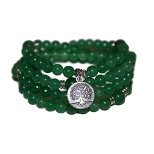 Pulsera de Yoga de 108 cuentas para hombre, brazalete de envoltura de Aventurina verde, árbol de la vida, Mala, joyería curativa para hombres 2024 - compra barato