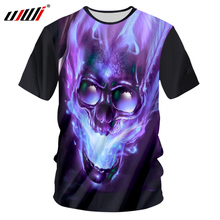 UJWI Casual Tshirts Men Hip Hop Short Sleeve O-neck Fitness Undershirts T Shirts Man Cool Print Purple Smoking Skull T-shirts 2024 - buy cheap