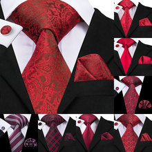 Hi-Tie Fashion Mens Red Tie 8.5cm Classic Men's Wedding Party Ties for Men 100% Silk Luxury Neck Tie Set Flroal Paisley Necktie 2024 - buy cheap