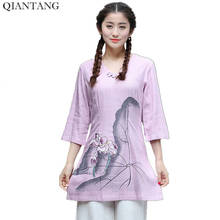 New Arrival Women's Cotton Linen Shirt top Chinese Classic Style Ladies Blouse Mujer Camisa Size S M L XL XXL XXXL 2622 2024 - buy cheap
