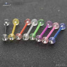 2Pcs 14G 16mm Barbell Soft Acrylic Tongue Piercing langue Nipple Ring Sexy Glitter Tongue Rings Industrial Piercing Jewelry 2024 - buy cheap