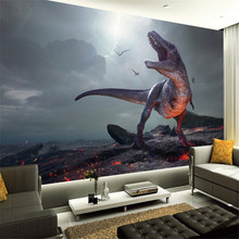 Papel de parede de lona com dinossauro vívido, arte em pvc para decoração de casa, sala de estar, quarto 3d 2024 - compre barato