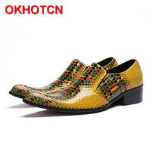 2019 Gentlemen Dress Shoes Genuine Cow Leather Men Shoes Wide Fit Quality Business Shoes Yellow Fashion Men Shoes Work Office 2024 - buy cheap