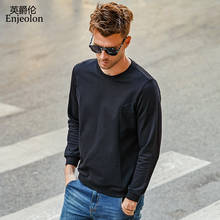 Enjeolon Brand Spring Black Hoodies Sweatshirt Men O neck Black Casual Solid Plus Size Pullover Sweatshirts Male WY102 2024 - buy cheap