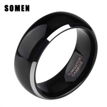 8mm Men's Black Tungsten Carbide Ring Dome Polished Edges Design Wedding Bands Fashion Engagement Rings Jewelry anillos hombre 2024 - buy cheap