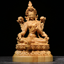 Estatua de Buda Bodhisattva Buxus de madera sólida de 12CM, accesorios de estatua para el hogar, budismo tibetano, estatuas de Guanyin 2024 - compra barato