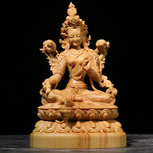 12cm Bodhisattva Buxus Wood Solid Carving Buddha Home  Statue Accessories Tibetan Buddhism Guanyin Statues 2024 - buy cheap