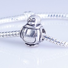 Cuentas de pingüino chapadas en plata, 35 uds, con agujero grande, aptas para pulsera europea, agujero de 4,5mm 2024 - compra barato