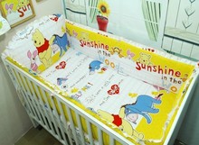 Promotion! 6PCS Bear Boys Baby Cot Crib Bedding Sets Baby Nursery Bed Kits set Crib Bumpers Sheet (bumper+sheet+pillow cover) 2024 - buy cheap