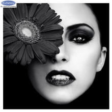 Black and white art 5D Diamond Embroidery Smoked makeup Beauty DIY Diamond Painting Full Square Mosaic Cross Stitch chrysanthem 2024 - buy cheap