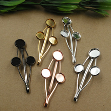 Horquillas de bronce antiguo para el cabello, accesorios de joyería con almohadilla de 12mm, color dorado, plateado y negro, 10 Uds. 2024 - compra barato