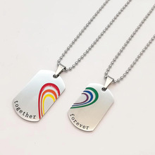 2019 LGBT Fashion Gay Pride Rainbow  Heart Together Forever Necklaces Pendant Stainless Steel Necklace Men Jewelry 2024 - buy cheap